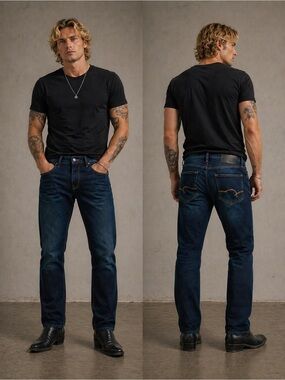 Mavi men jeans 33/32 NWT Zach straight  indigo blue stretch denim organic move